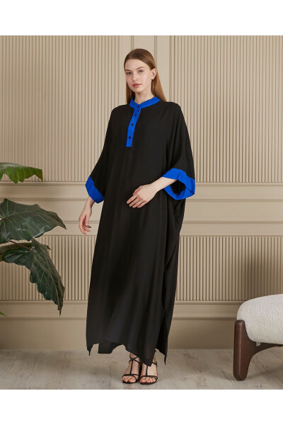 Ayol Qora-Saks Orqasi Kashtali Katta Beden Oversayz Erkin Uzun Bogem Koʻylak - 6