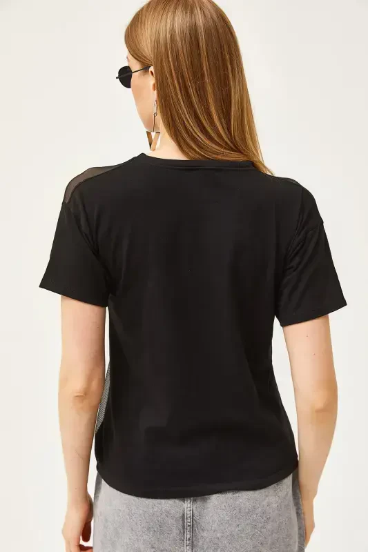 Ayol Qora To'rli Kashtali футболka TSH-1900079 - 5