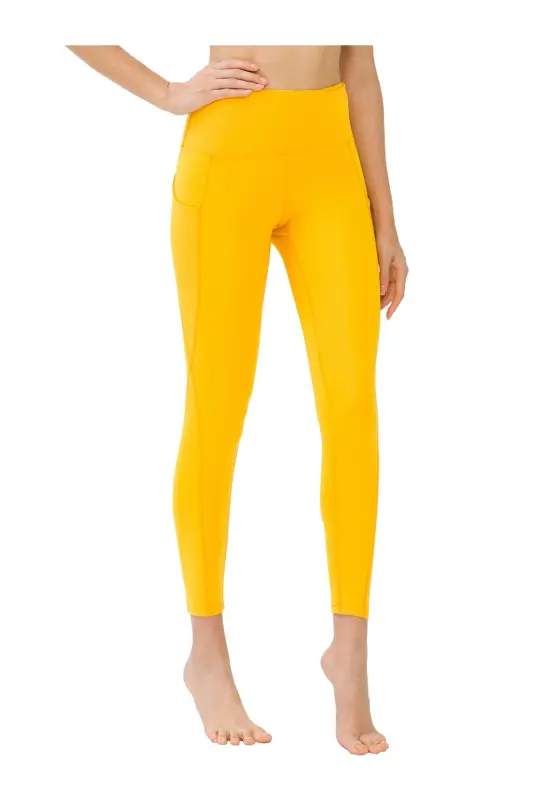 Ayol Sari Belidan Yuqori Qo'sh Cho'ntakli Leggins - Sari - 2