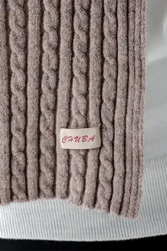 Ayol soch o'rimi Yumshoq tusli sharf Och jigarrang 23W504-Och jigarrang - 4