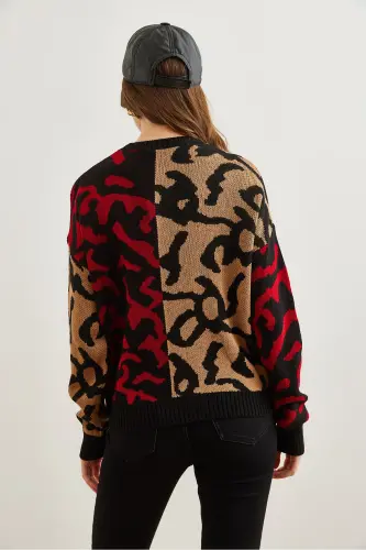Ayol Taba Qizil Leopard Blokli Triko Ko'ylak KZK-19000832-Taba Qizil - 5