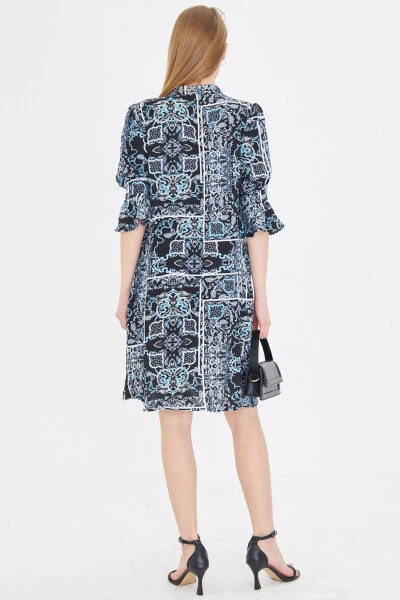 Ayol To'q ko'k V yoqali plili detalli cho'ntakli chorak Ko - 4