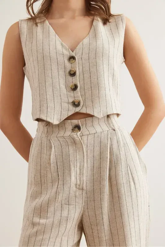 Ayol Tosh Qora Ust Ko'ylagi Ostki Cho'ntakli Shim Chiziq - 6