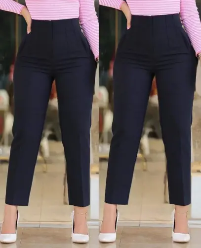 Ayol ustiga o'tiradigan, poychasi to'piqdan yuqorida tugaydigan krep matoli shim 36 (S) - 50 (5XL) - 3