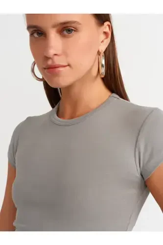 ayol Vujudga O'tiradigan Crop Top-kulrang 30936-kulrang - 4