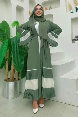 AYOL YASHIL (MINT) PILISET DETALLI VOLANLI ABAYA T 4547-YASHIL (MINT) - TRENDTESETTÜR (1)