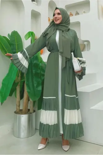AYOL YASHIL (MINT) PILISET DETALLI VOLANLI ABAYA T 4547-YASHIL (MINT) - 3