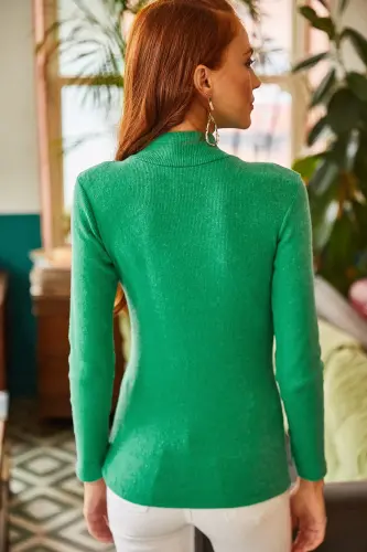 Ayol Yashil Yarim Balıkçı Şardonlu Kaşkorse Body BLZ-19000599-Yashil - 7