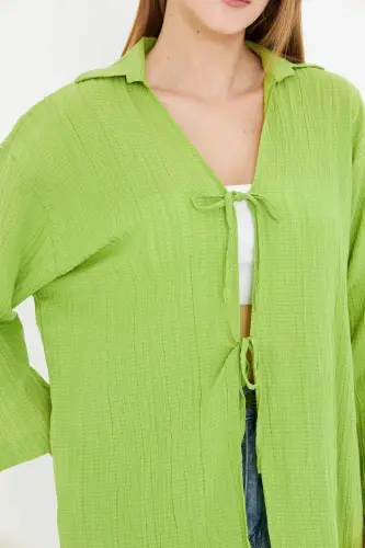 Ayol Yer fıstığı Yashil Ko'ylak Yoqali Oldindan Bog'lamli K - 4