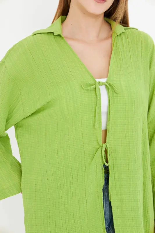 Ayol Yer fıstığı Yashil Ko'ylak Yoqali Oldindan Bog'lamli K - 4