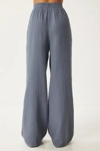 Ayollar Antrasit Muslin Palazzo Shim MX00160-Antrasit - 7