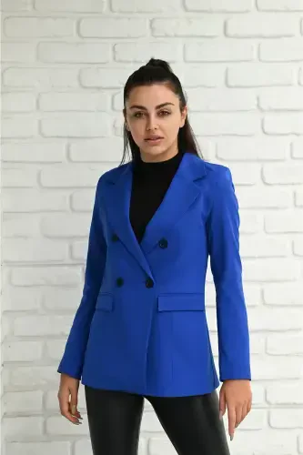 Ayollar astarli blazer kurtka 0101-22-Saks Moviy - KOZA BUTIK (1)