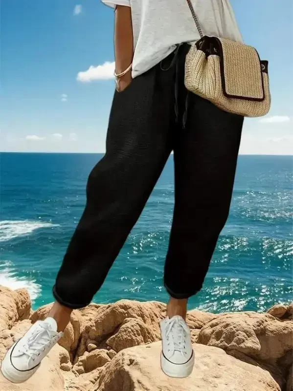 Ayollar baland belli elastik belbog'li belda bog'ich detallari bilan aerobin shimlar - 4