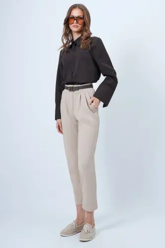 Ayollar bej baland belli sabzi shim ALC-X11148-BEJ - TREND ALAÇATI STILI (1)