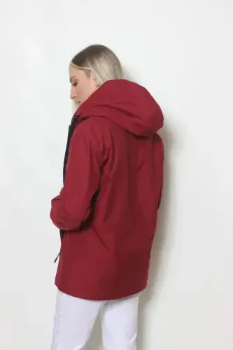 Ayollar Bordo Ichki Polar Kurtka-BORDO - 7