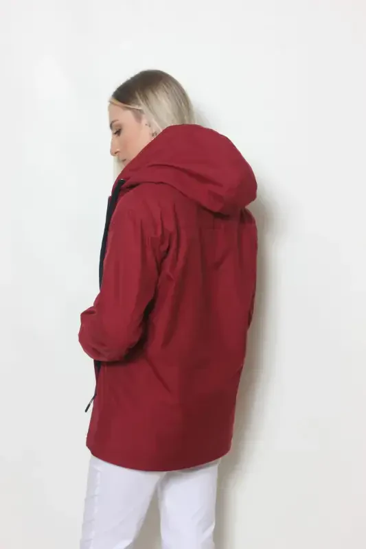 Ayollar Bordo Ichki Polar Kurtka-BORDO - 7