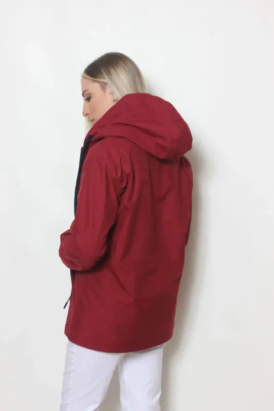Ayollar Bordo Ichki Polar Kurtka-BORDO - 7