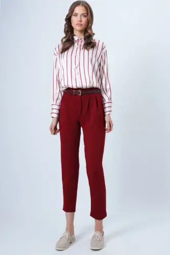 Ayollar bordo yuqori belli sabzi shim ALC-X11148-BORDO - 2