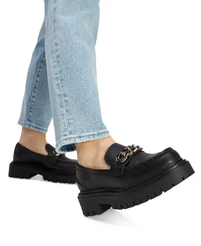 Ayollar Brixtonn Chain Lug Loafers - Qora teri - 6