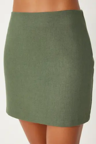Ayollar Çağla Yashil Mini To'quv Yubka FN03240-Çağla Yashil - 4