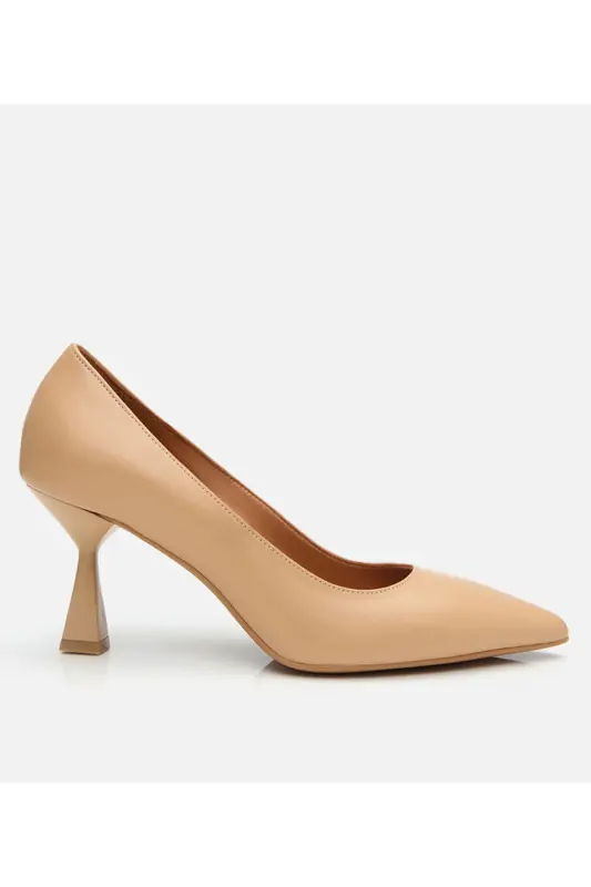 Ayollar charm bej o'rta poshnali stiletto-TABIIY - 1