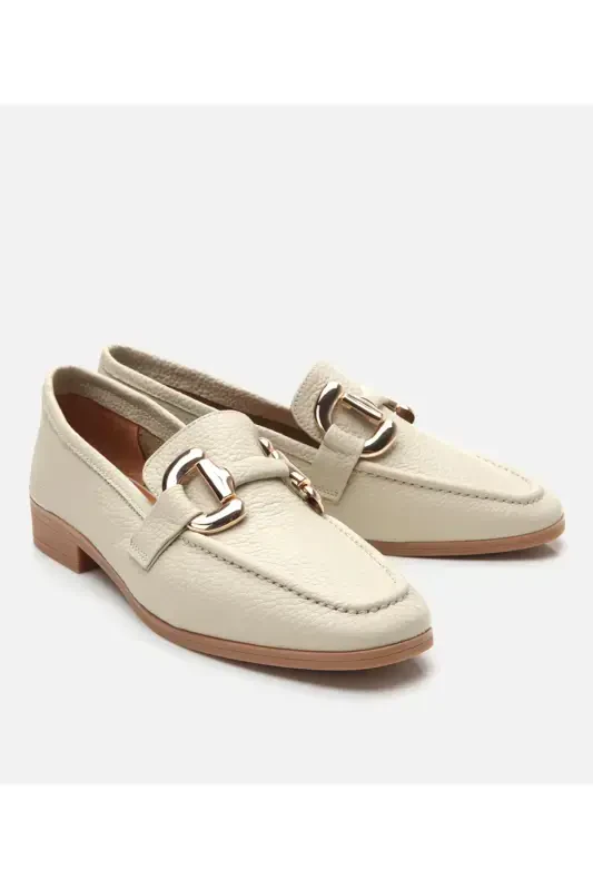 Ayollar Charm Ekru To'qali Kundalik Loafer-EKRU - 2