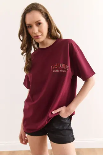 Ayollar Chips Bordo Old va Orqa Bosmali Qulay Qolip 2 Ip - 4