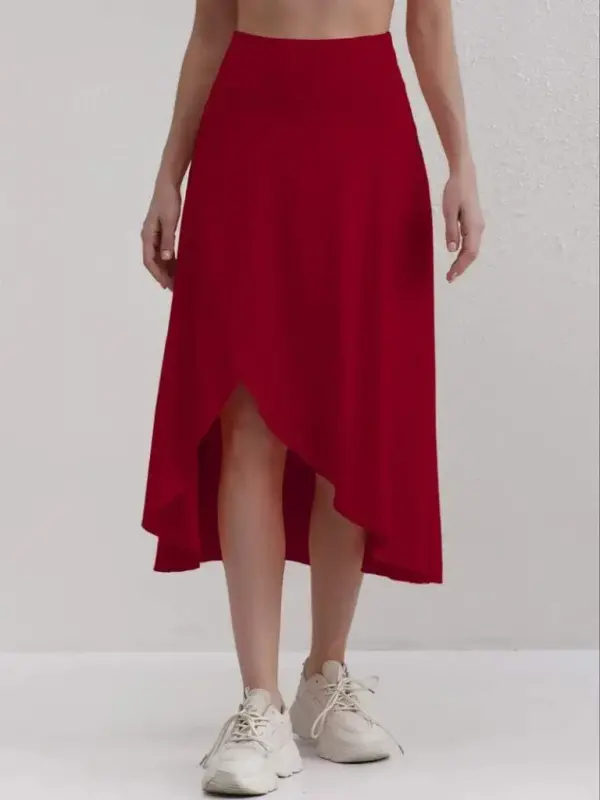 Ayollar cho'ntak detallari taytli qumli yubka - 5