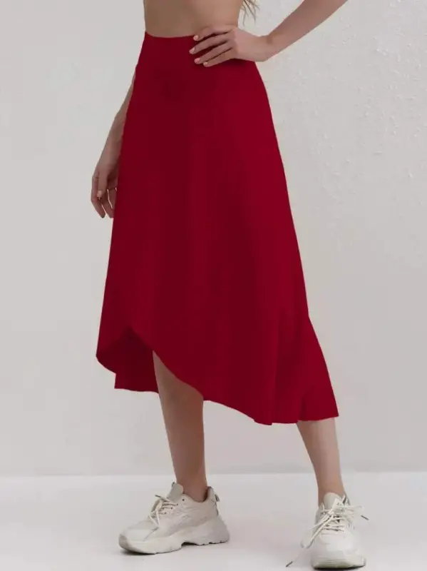 Ayollar cho'ntak detallari taytli qumli yubka - 6