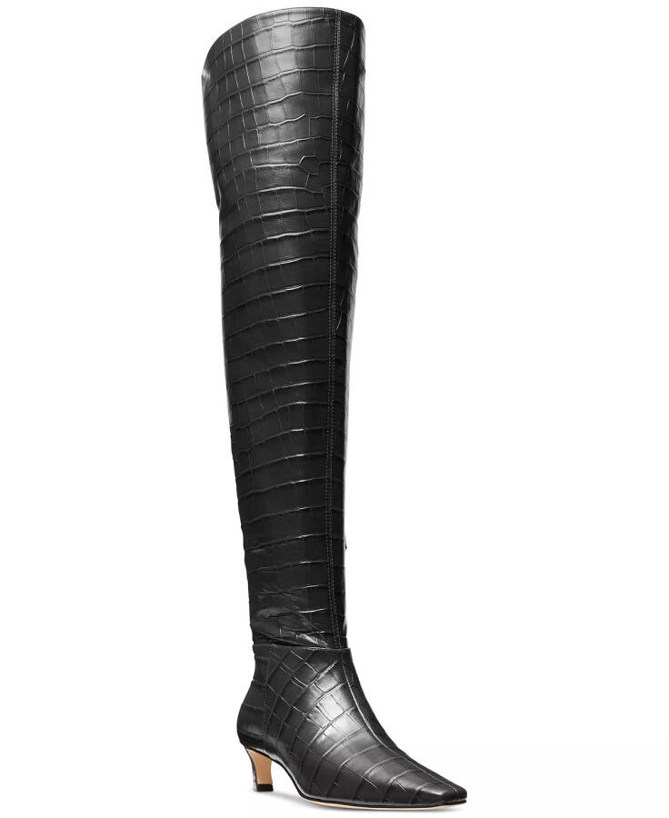 Ayollar Cosmo Croco-Embossed Over-The-Knee Boots Black - 1