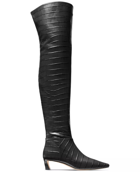 Ayollar Cosmo Croco-Embossed Over-The-Knee Boots Black - 2