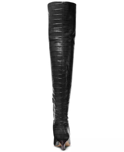 Ayollar Cosmo Croco-Embossed Over-The-Knee Boots Black - 3