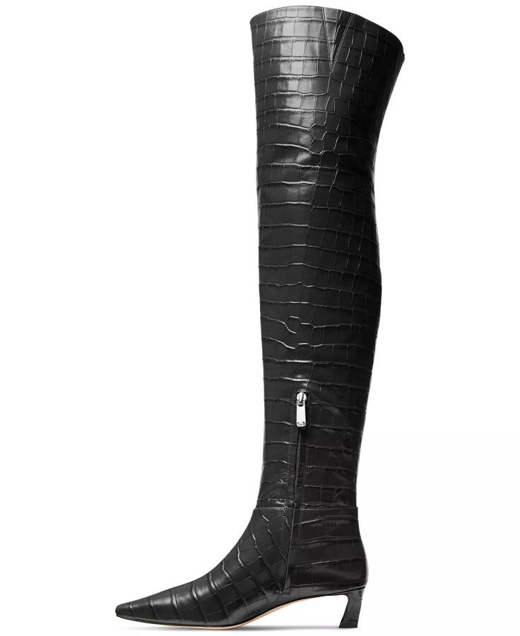 Ayollar Cosmo Croco-Embossed Over-The-Knee Boots Black - 4