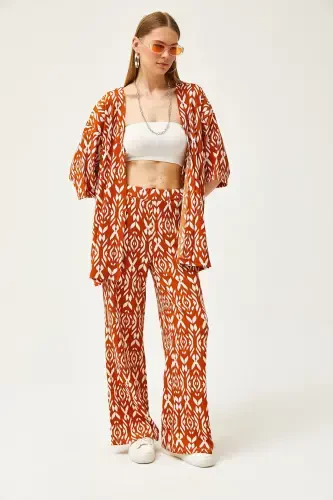 Ayollar dolchin ustki kimono pastki shim naqshli kostyum - 3