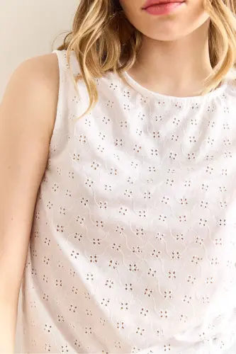 Ayollar Ekru Fisto ko'rinishli Likrali Bluz BLZ-190030 - 5