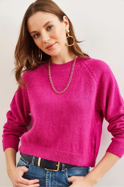 Ayollar fuchsiya rangli yumshoq teksturali basic crop kazak KZK-19000886 - 3