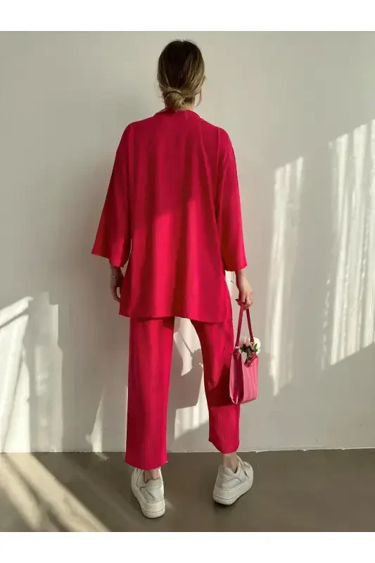 Ayollar fuksiya kimono shimlar trikotaj kostyumi-Fuksiya - 5