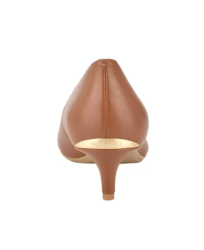 Women's Gabrianna Pointed Toe Kitten Heel Pumps-Cognac Leather - 3