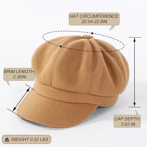 Ayollar gazetasi kepkasi Sakkizburchakli beret qalpoq, qiz kuz va qish iliq beret Vintage rassom qalpoq - 2