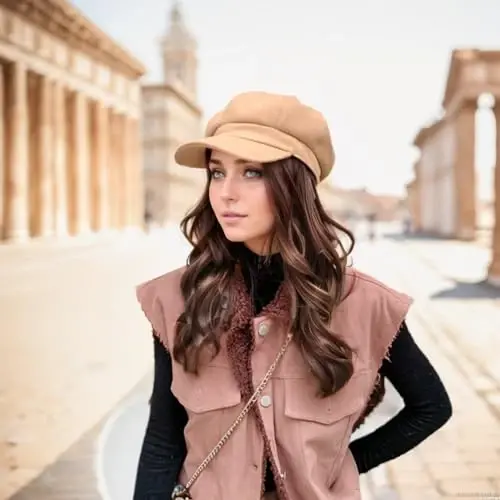 Ayollar gazetasi kepkasi Sakkizburchakli beret qalpoq, qiz kuz va qish iliq beret Vintage rassom qalpoq - 6