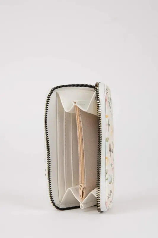 Ayollar gulli naqshli sun'iy charm hamyon - aralash - 3