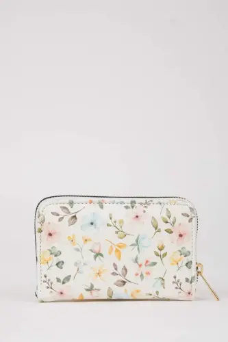 Ayollar gulli naqshli sun'iy charm hamyon - aralash - 5