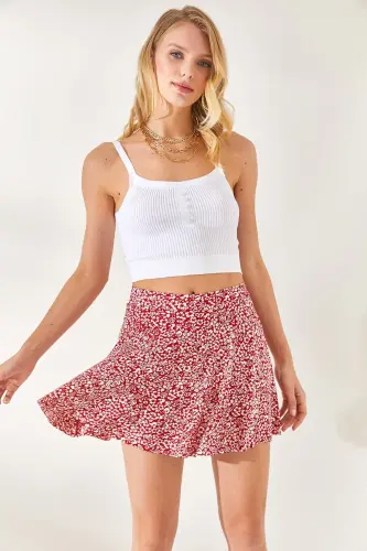 Ayollar gulli qizil shortli kaşkorse yubka ETK-190 - 4