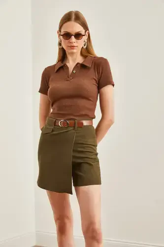 Ayollar Haki kamarli qopqoqli detallari paxta gabardin Shyo - 5