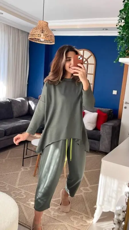 Ayollar Ikki Ip Viskon Paxta Mato Arma Tafsilotli Ikki qismli Kostyum - 5