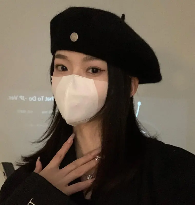 Ayollar Jun Bere Shlyapa Klassik Frantsuz Jun Shlyapa Rassom Bere Qalpog'i Qishki Qattiq Rangli Frantsuz Beanie Qalpog'i Shlyapa Vintage Beretlar - 3