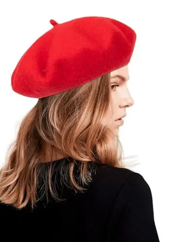 Ayollar jun beret shlyapasi, klassik frantsuz uslubidagi rassom shlyapasi, qizlar uchun bir xil rangdagi zamonaviy qishki iliq shapka - 1