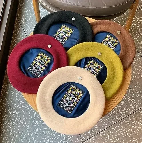 Ayollar junli bere shlyapa Klassik fransuz junli shlyapa Rassom bere kepkasi Qishki qattiq rangli fransuz beanie kepka shlyapa Vintage beretlar - 6