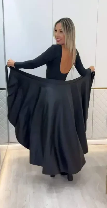 Ayollar kamarli uzun charm yubka - 2