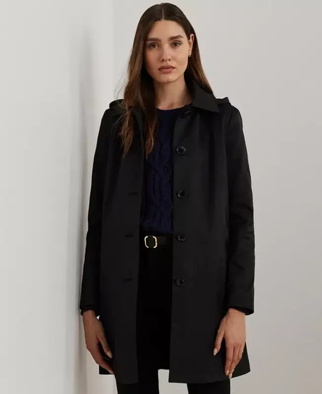 Ayollar kapüşonli A-Line плащ-qora - LAUREN RALPH LAUREN